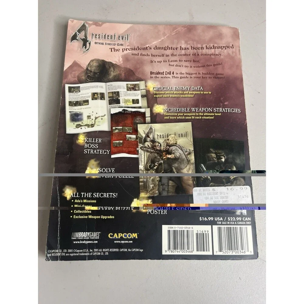 Resident Evil 4 Official Strategy Guide BradyGames 2005 Complete Poster Attached